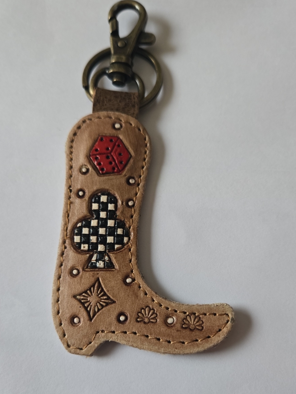 Stylish Real Leather, Hair On Hide,  Cowboy Boot Key Chain/Bag Charm.